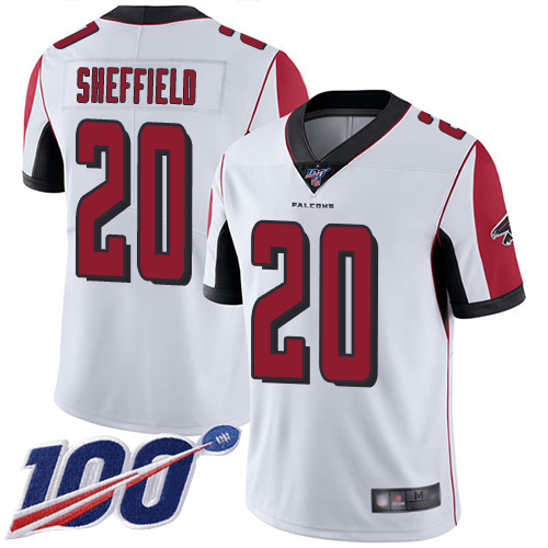 Atlanta Falcons Limited White Men Kendall Sheffield Road Jersey NFL Football #20 100th Season Vapor Untouchable